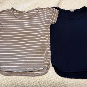 GAP Women's Short-Sleeve Tee Duo - Navy & Gray Stripe